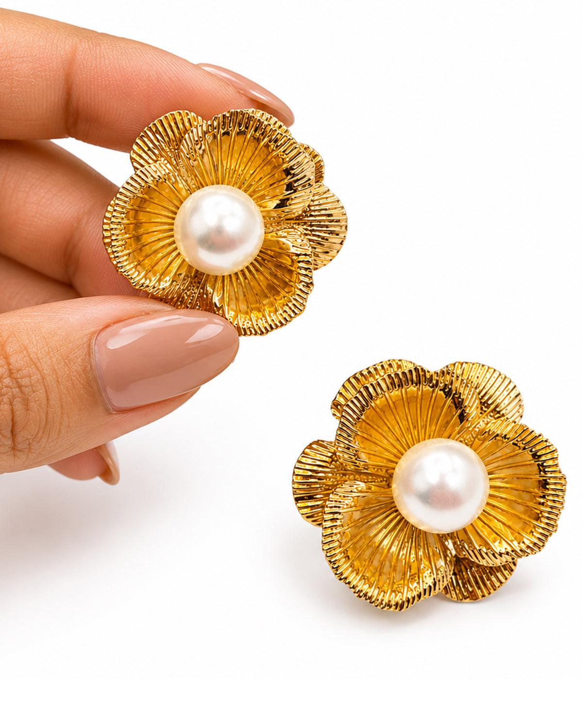 Golden Bloom Pearl Earrings