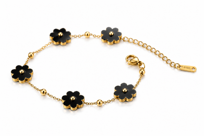 Black Flower Bracelet Chain