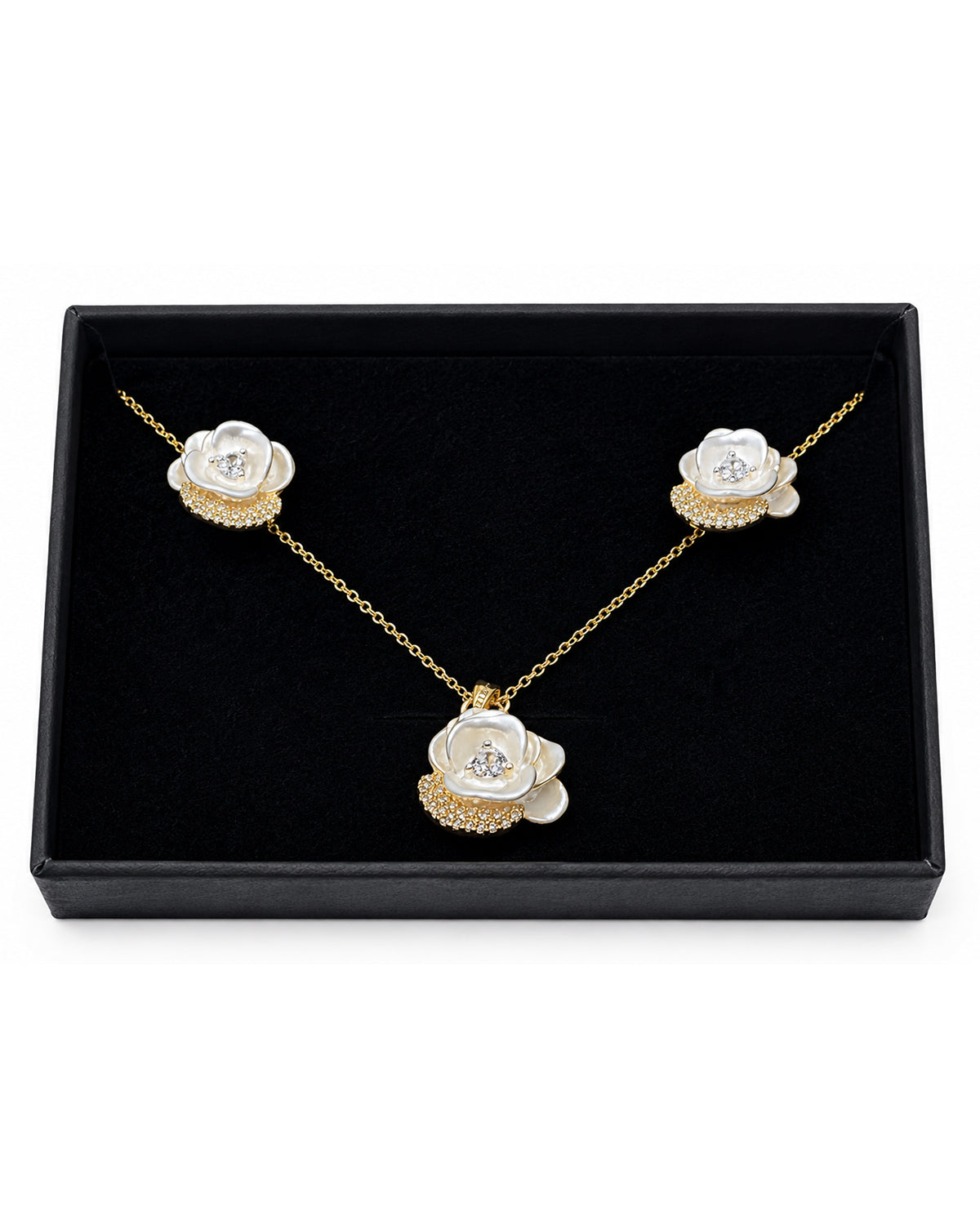 Ivory Rose Pendant Set