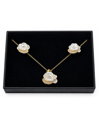 Ivory Rose Pendant Set