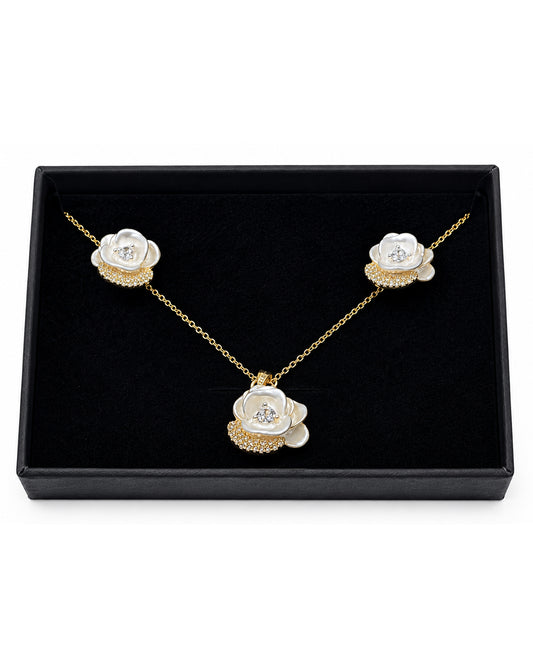 Ivory Rose Pendant Set