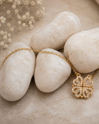 Crystal Heart Pendant chain-Gold
