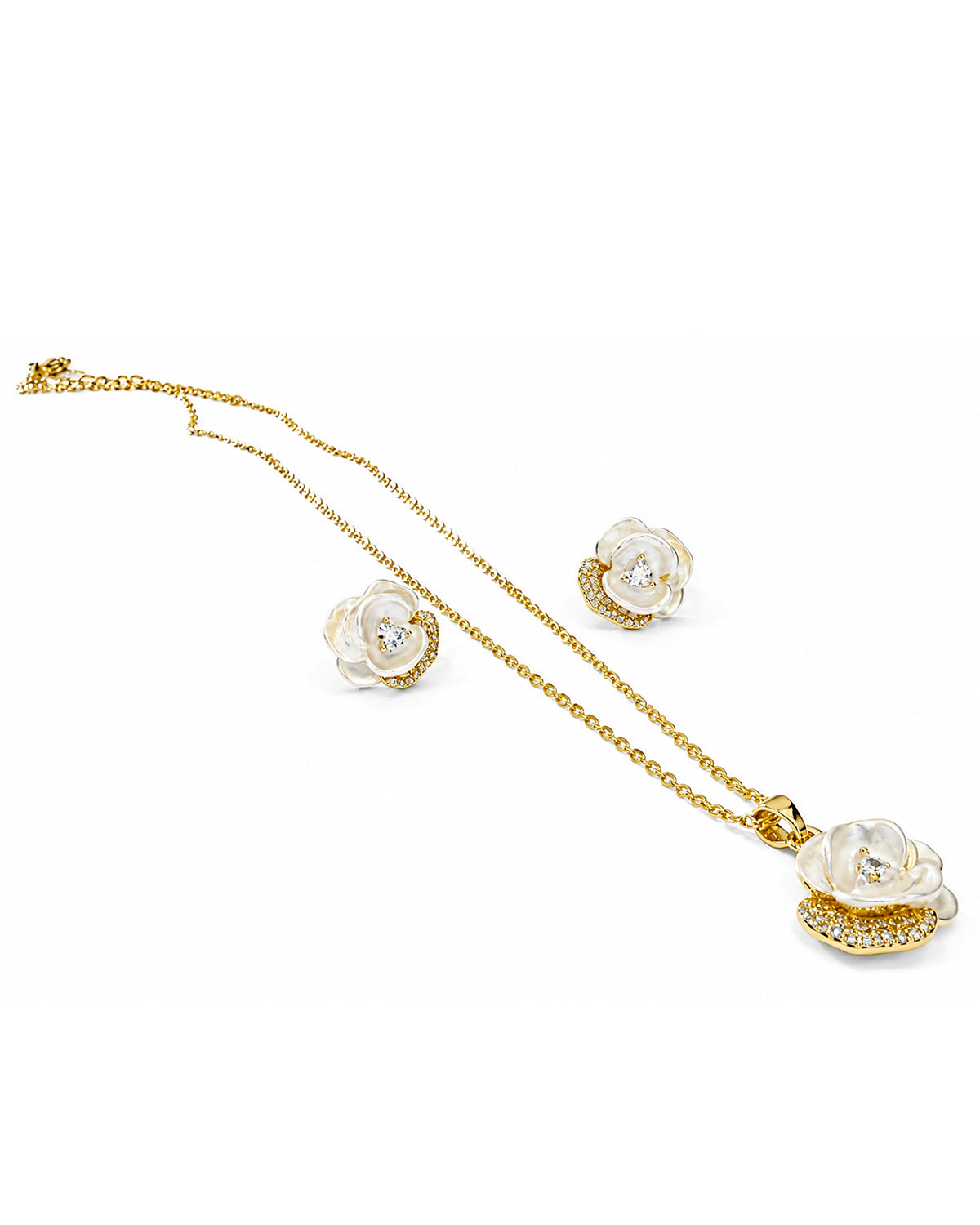 Ivory Rose Pendant Set