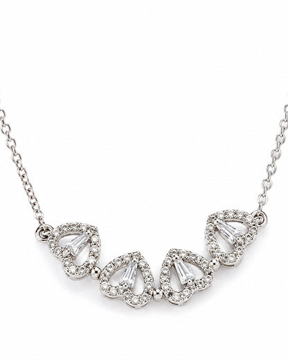 Crystal Heart Pendant chain- Silver