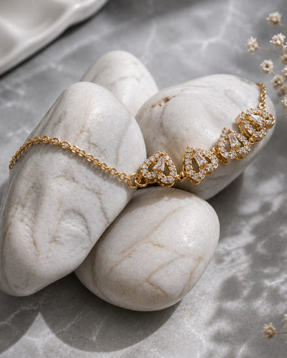 Crystal Heart Pendant chain-Gold