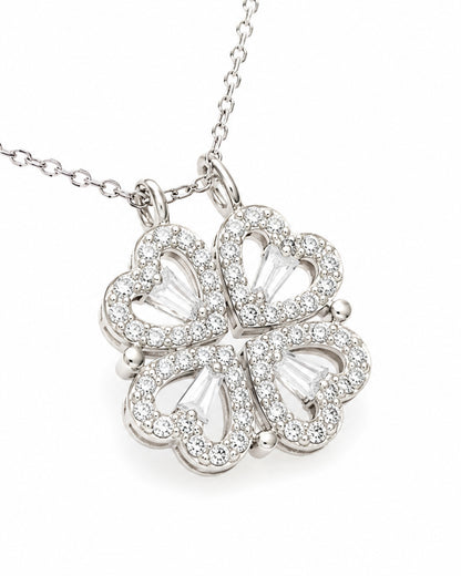 Crystal Heart Pendant chain- Silver