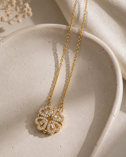 Crystal Heart Pendant chain-Gold