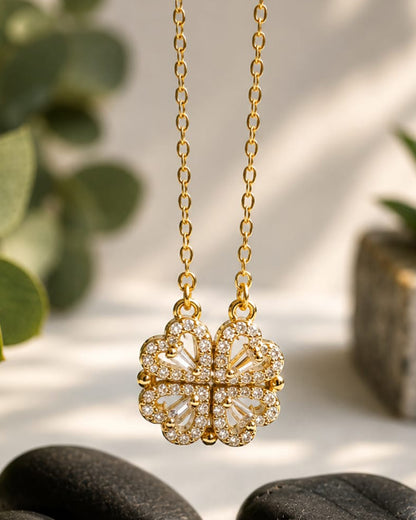 Crystal Heart Pendant chain-Gold
