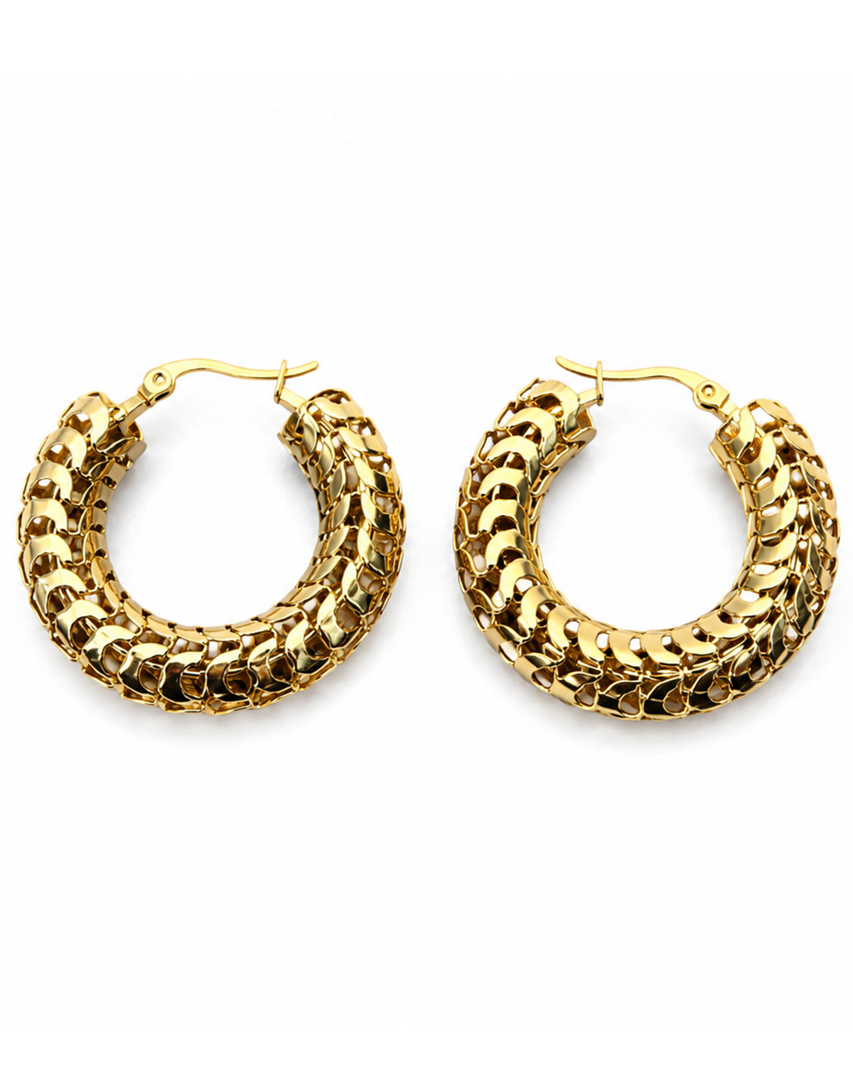 Twisted golden hoops