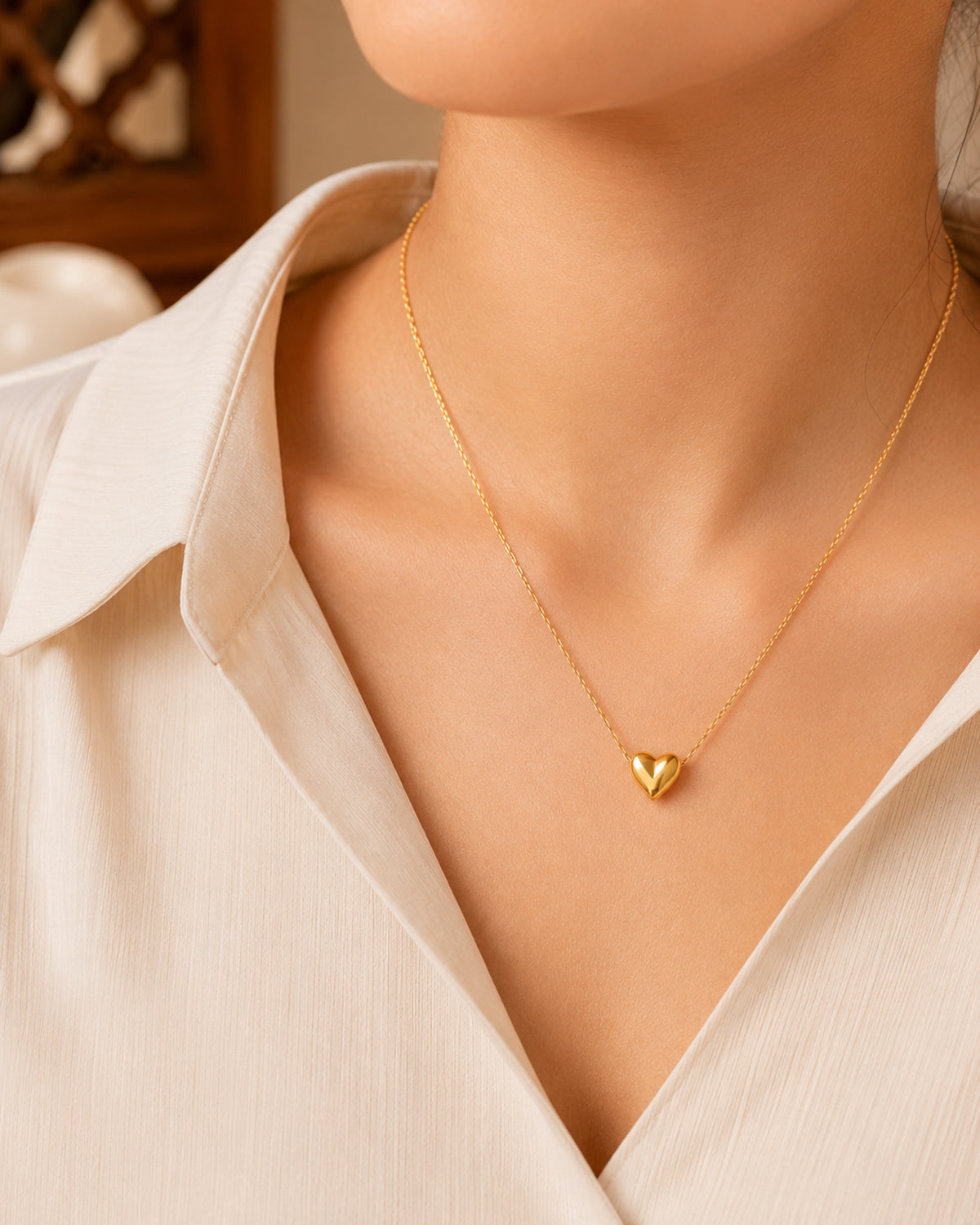 Gold Heart Pendant Chain