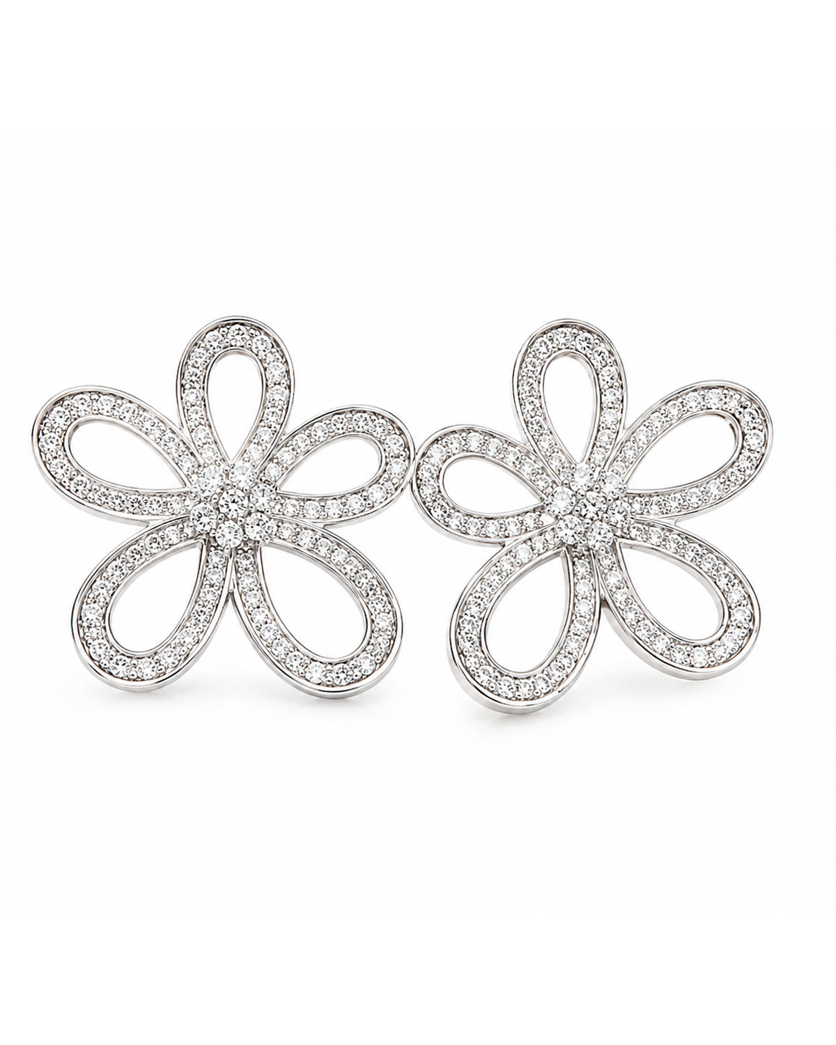 Rhinestone studded flower earrings