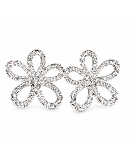Rhinestone studded flower earrings