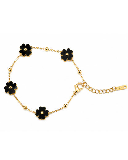 Black flower bracelet chain