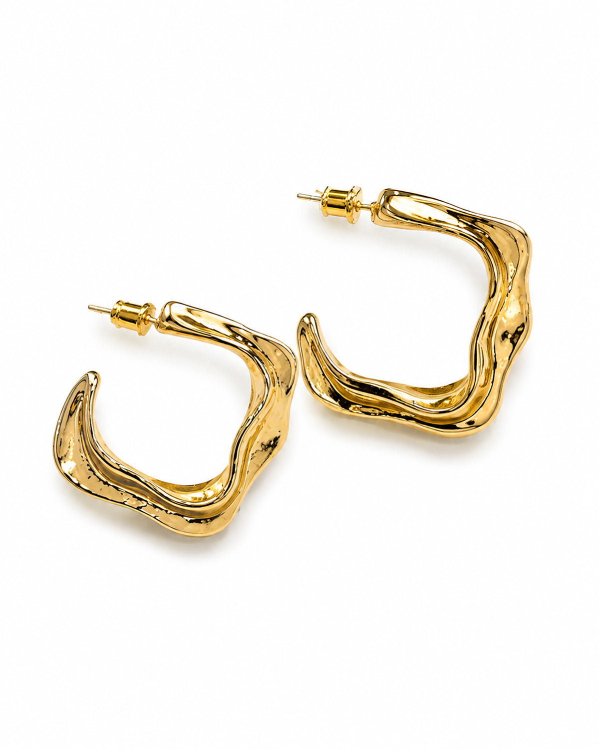 Geometric design golden hoops