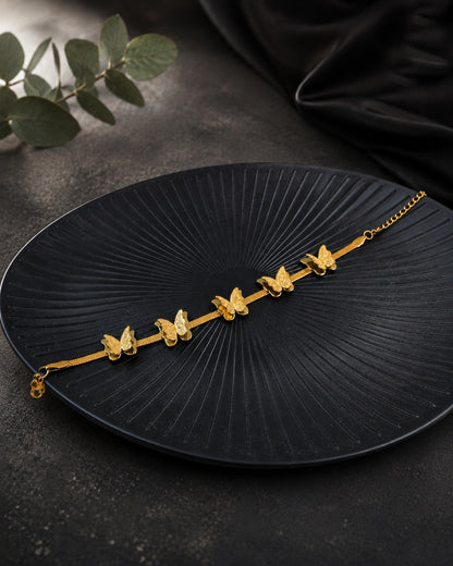 Golden butterfly bracelet chain