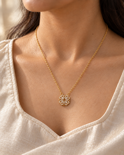 Crystal Heart Pendant chain-Gold