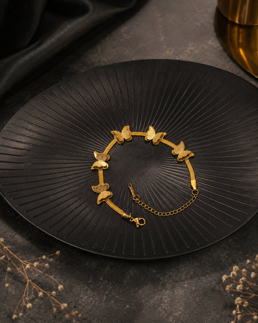 Golden butterfly bracelet chain