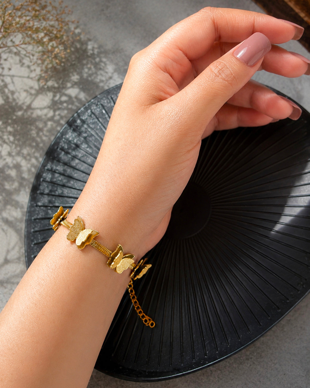 Golden butterfly bracelet chain