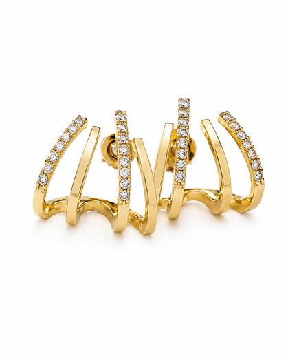 Gold plated studded claw earring