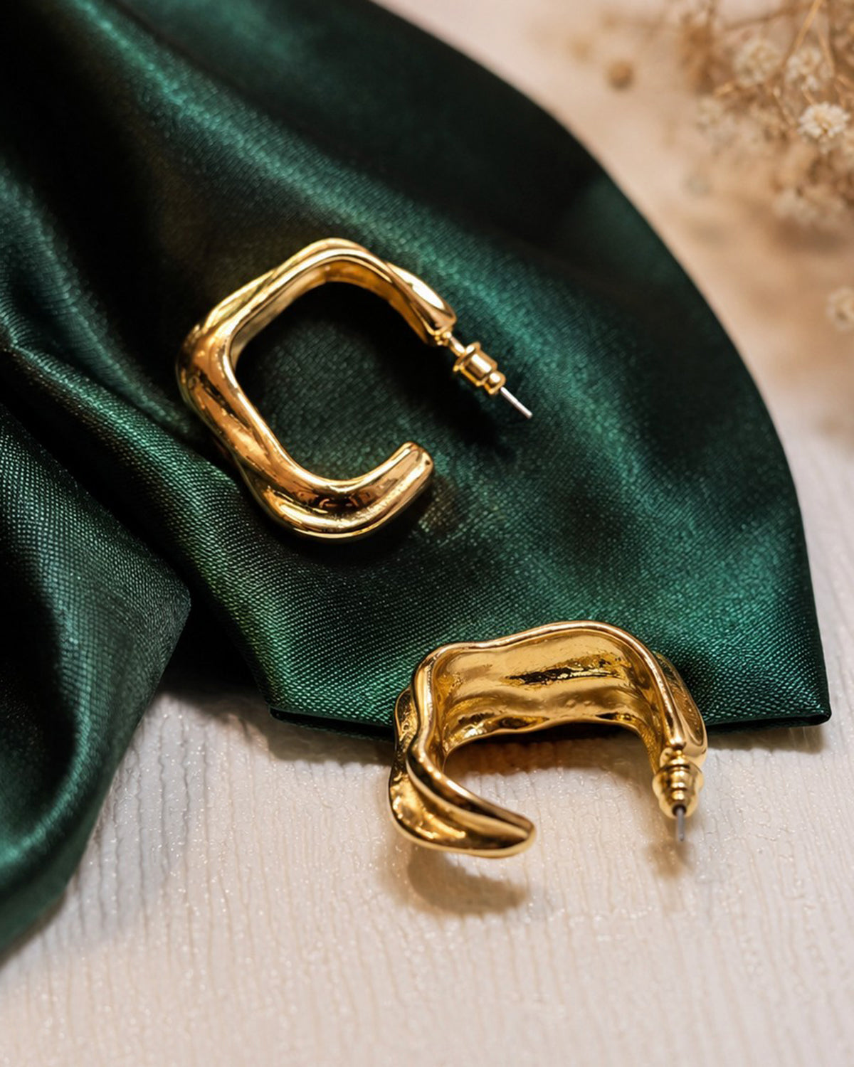 Geometric design golden hoops