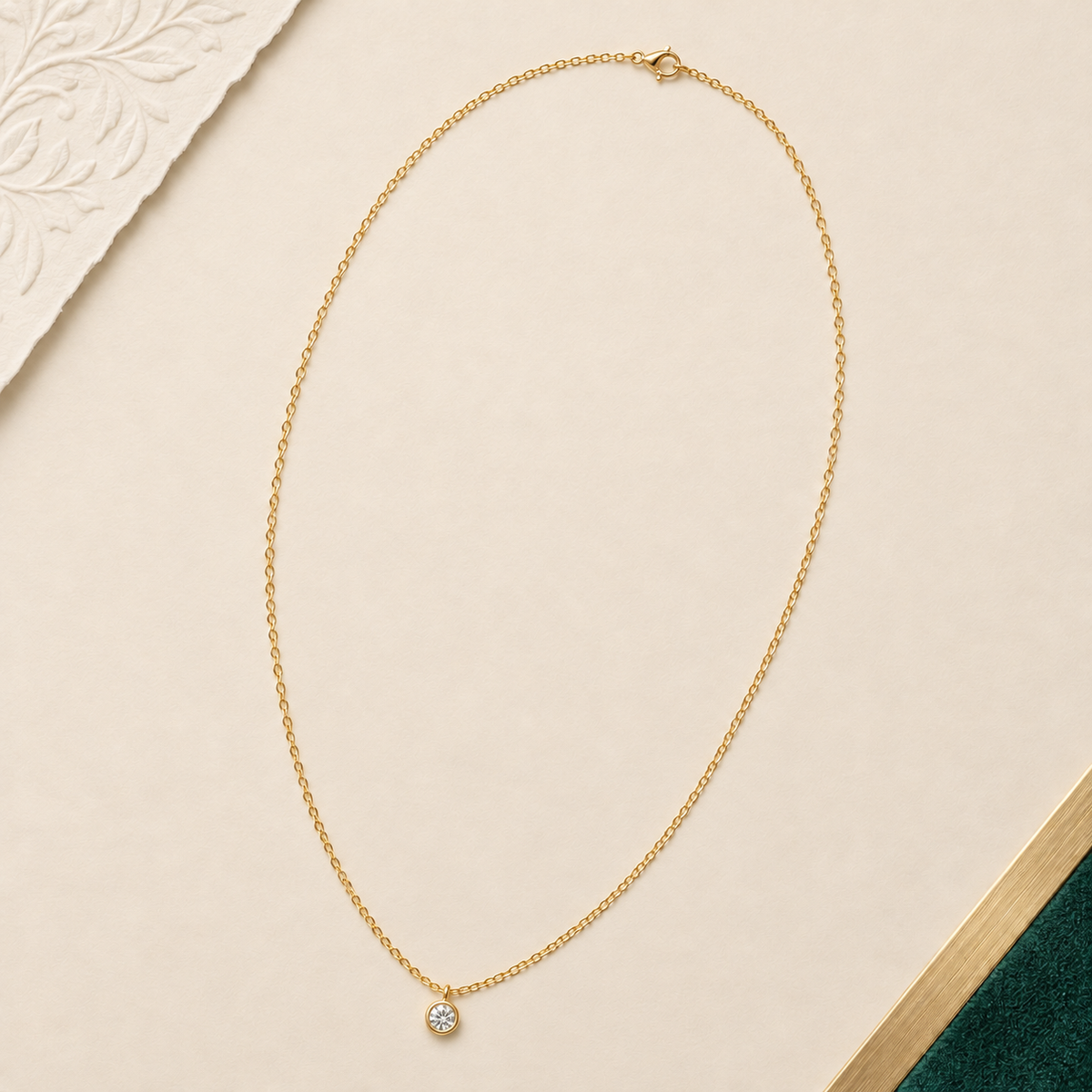 White Stone Drop Pendant Chain
