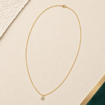 White Stone Drop Pendant Chain