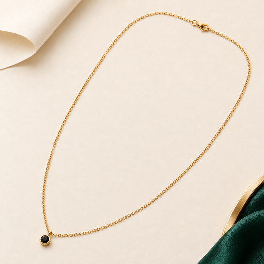 Black Stone Pendant Necklace