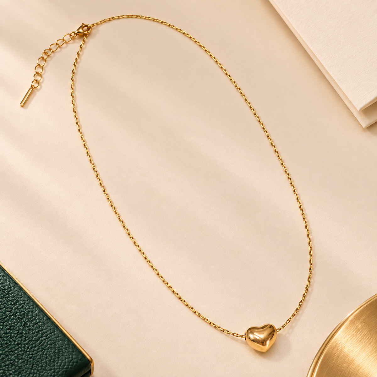 Gold Heart Pendant Chain