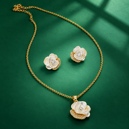 Ivory Rose Pendant Set