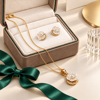 Ivory Rose Pendant Set